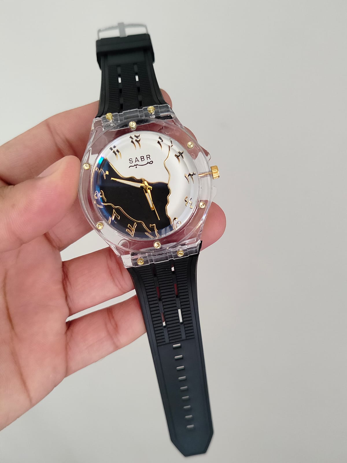 SABR Arabic Dial Watch with Transparent Case - Malakswearx